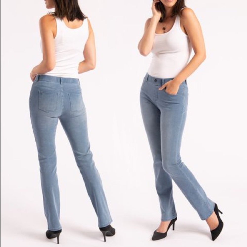 Betabrand denim straight leg yoga pants
